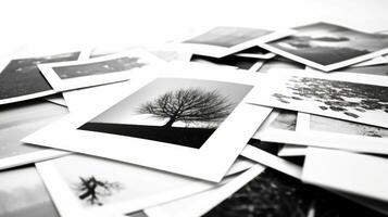 Set of photo collection prints black and white. Nature collection prints. AI Generated