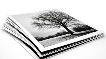 Set of photo collection prints black and white isolated on white background. AI Generated