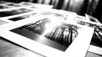 Set of photo collection prints black and white. AI Generated