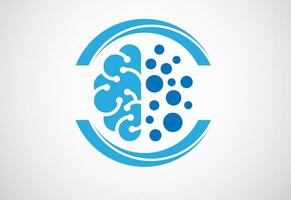 head and brain minimalist style Brain icon, Brain Logo vector