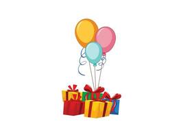 Gift Box With Balloon Vector