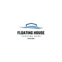 Floating House Logo Vector Illustration Template.