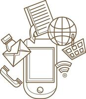 Go Green Technology Smartphone Used Eco Friendly Cartoon Coloring Pages for Kids and Adult Activity vector