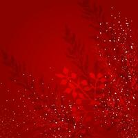 Winter Christmas background. Winter berries, plants, snow on a red background. A layout for the design of Christmas and New Year's greeting, a festive cover. vector