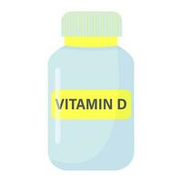 Medicine bottle vitamin D. Healthy immune system, healthy lifestyle concept. vector