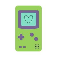 Retro game toy. Portable classic console game pad 80s, 90s. Flat cartoon vector illustration isolated on a white background.