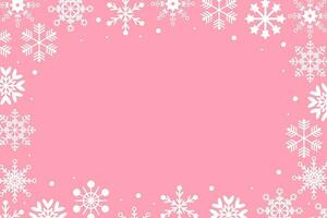 Pink background with white snowflakes. Festive Xmas design. Pinkmas. Empty space for your text. Template for cards, banner, poster. vector