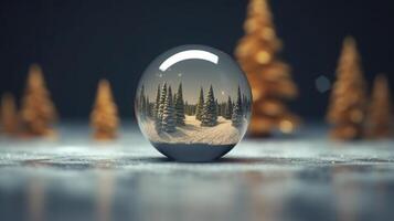 invierno estacional alegre Navidad y contento nuevo año antecedentes fondo de pantalla, plantilla, bandera, póster, fiesta diseño, hermosa Navidad pelota esfera Navidad árbol ornamento. ai generado. foto