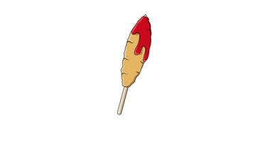 An animated video of a typical Indonesian egg roll snack icon