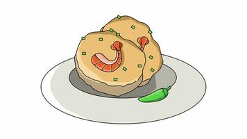 animated video forming a shrimp bakwan icon