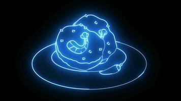 Animated shrimp bakwan icon with a glowing neon effect video