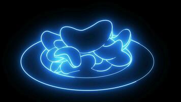 Animated cassava chips icon with a glowing neon effect video