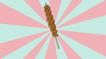 Animated intestine satay icon with a rotating background video