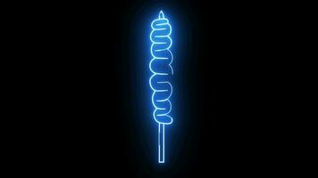 geanimeerd video van de darm saté icoon met een gloeiend neon effect