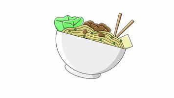 animated video of a bowl of chicken noodle icon