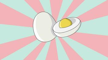 Animated boiled egg icon with a rotating background video