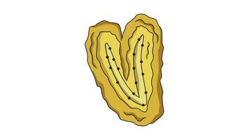 Animation forms a fried banana icon video