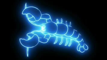 animated video of a lobster icon with a glowing neon effect