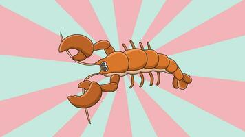 animado lagosta ícone com rotativo fundo video