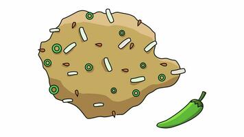 le animation formes un icône pour le typique indonésien casse-croûte bakwan video