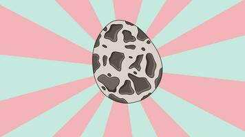 Animation of a quail egg icon with a rotating background video