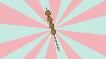 Animated egg satay icon with a rotating background video