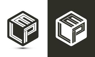 ELP letter logo design with illustrator cube logo, vector logo modern alphabet font overlap style.