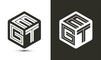 EGT letter logo design with illustrator cube logo, vector logo modern alphabet font overlap style.