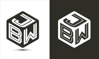 jbw letra logo diseño con ilustrador cubo logo, vector logo moderno alfabeto fuente superposición estilo.