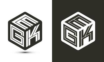 EGK letter logo design with illustrator cube logo, vector logo modern alphabet font overlap style.