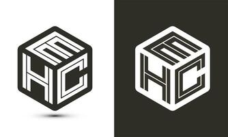 EHC letter logo design with illustrator cube logo, vector logo modern alphabet font overlap style.