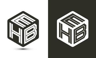 EHB letter logo design with illustrator cube logo, vector logo modern alphabet font overlap style.