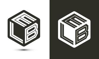 ELB letter logo design with illustrator cube logo, vector logo modern alphabet font overlap style.