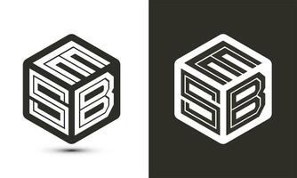 ESB letter logo design with illustrator cube logo, vector logo modern alphabet font overlap style.