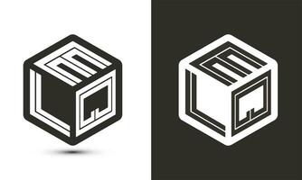 ELQ letter logo design with illustrator cube logo, vector logo modern alphabet font overlap style.