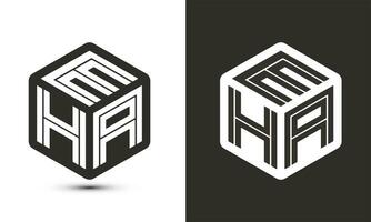 EHA letter logo design with illustrator cube logo, vector logo modern alphabet font overlap style.