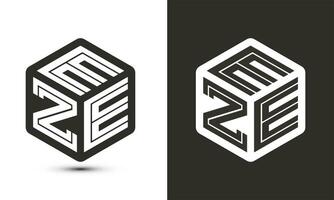 EZE letter logo design with illustrator cube logo, vector logo modern alphabet font overlap style.