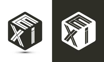 EXI letter logo design with illustrator cube logo, vector logo modern alphabet font overlap style.