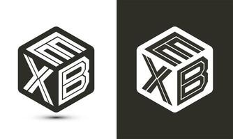 EXB letter logo design with illustrator cube logo, vector logo modern alphabet font overlap style.