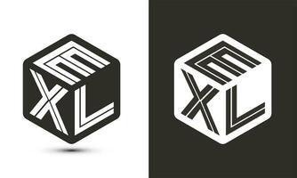 EXL letter logo design with illustrator cube logo, vector logo modern alphabet font overlap style.