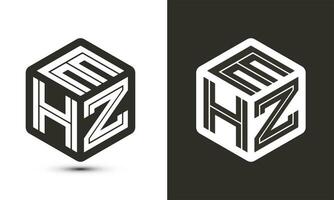 EHZ letter logo design with illustrator cube logo, vector logo modern alphabet font overlap style.