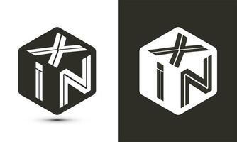 XIN letter logo design with illustrator cube logo, vector logo modern alphabet font overlap style.