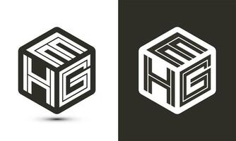 ehg letra logo diseño con ilustrador cubo logo, vector logo moderno alfabeto fuente superposición estilo.