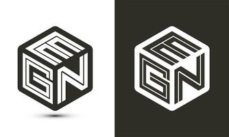 EGN letter logo design with illustrator cube logo, vector logo modern alphabet font overlap style.