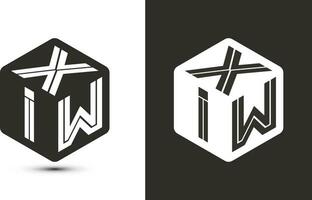 XIW letter logo design with illustrator cube logo, vector logo modern alphabet font overlap style.