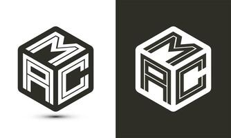 Mac letra logo diseño con ilustrador cubo logo, vector logo moderno alfabeto fuente superposición estilo.