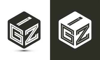 igz letra logo diseño con ilustrador cubo logo, vector logo moderno alfabeto fuente superposición estilo.