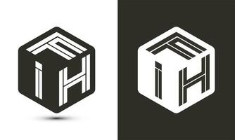 fih letra logo diseño con ilustrador cubo logo, vector logo moderno alfabeto fuente superposición estilo.