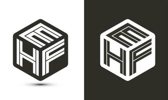 EHF letra logo diseño con ilustrador cubo logo, vector logo moderno alfabeto fuente superposición estilo.