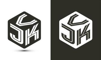 VJK letter logo design with illustrator cube logo, vector logo modern alphabet font overlap style.